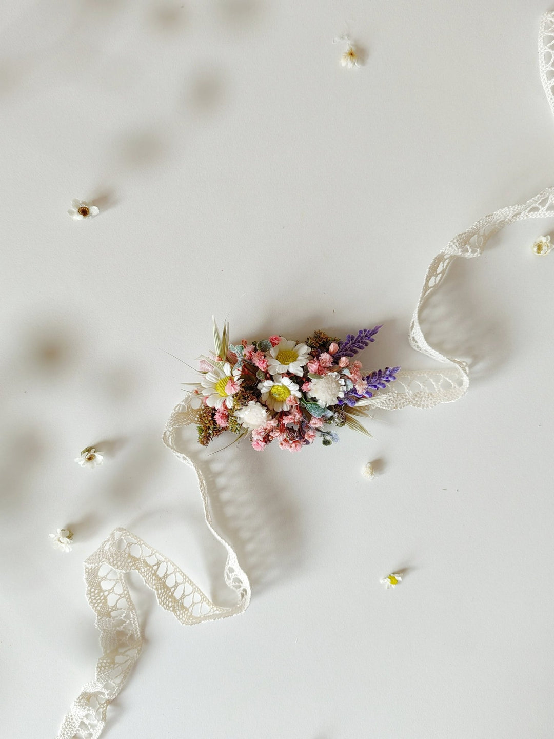 Rustic Wedding Flower Set: Wildflower Hair Comb, Bracelet, Belt – handmade floral hair accessory by magaela
