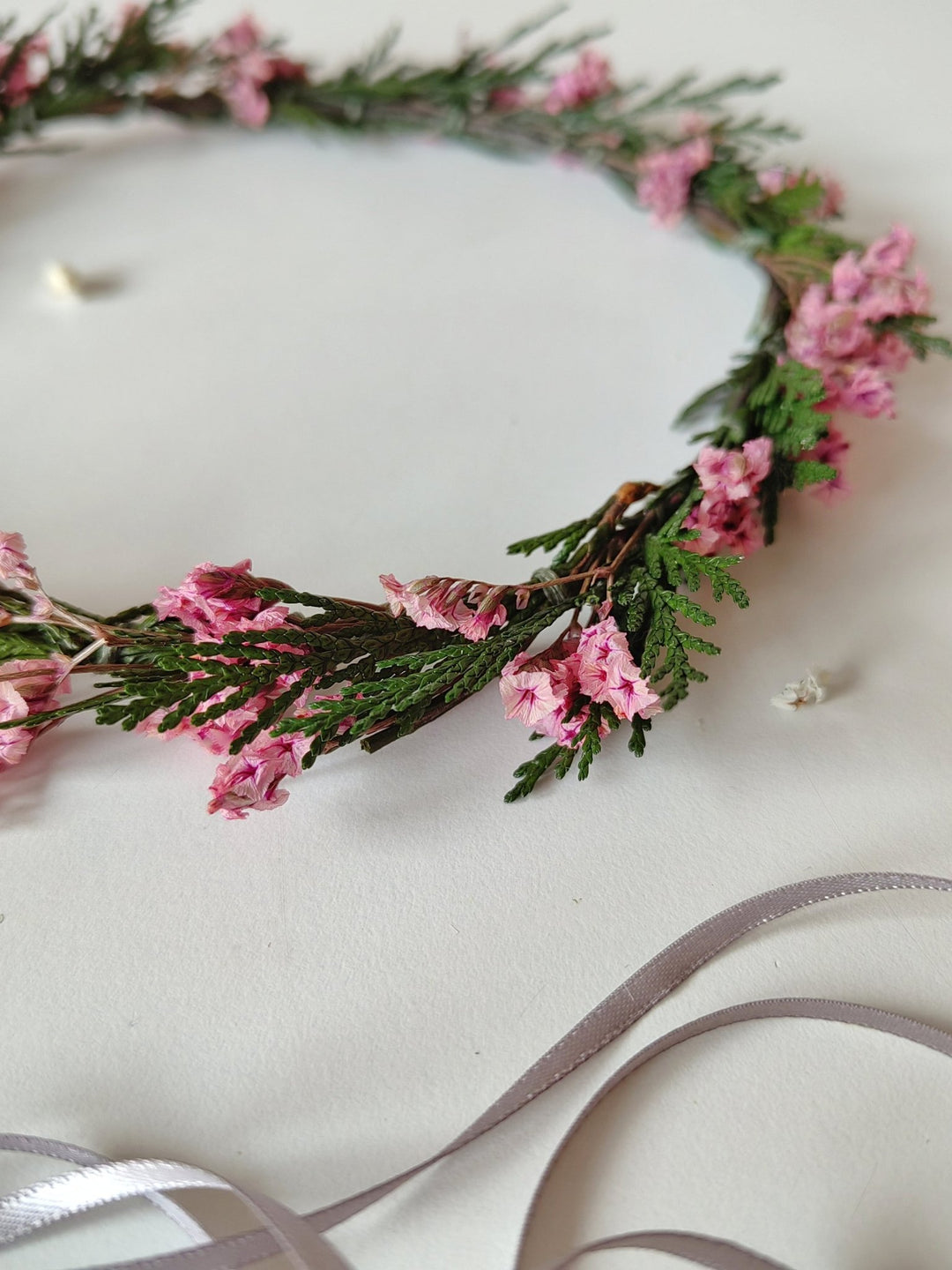 Pink Flower Bridal Hair Wreath: Woodland Wedding Crown – handmade floral hair accessory by magaela