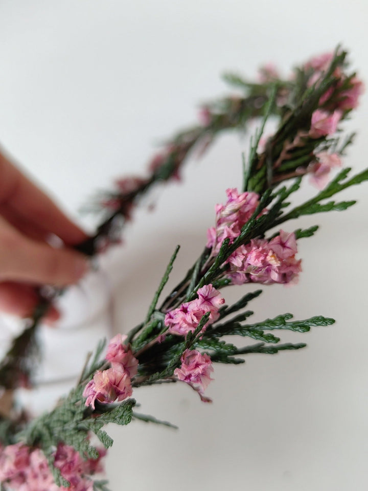 Pink Flower Bridal Hair Wreath: Woodland Wedding Crown – handmade floral hair accessory by magaela
