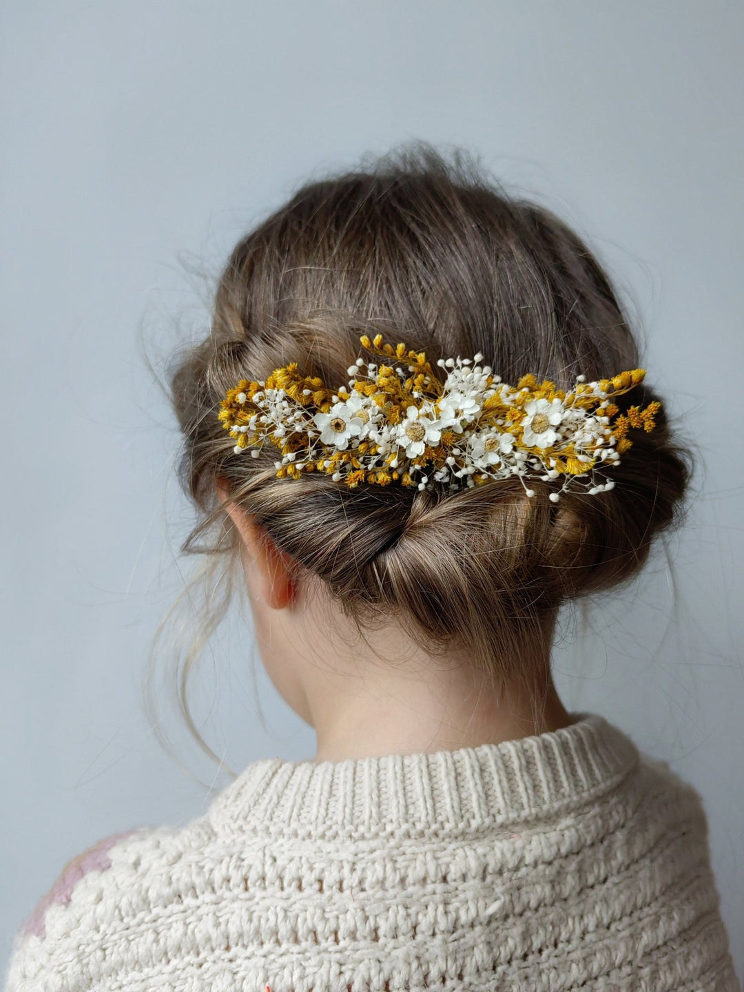 Ochre Cream Flower Hair Comb Set: Rustic Wedding Accessories – handmade floral hair accessory by magaela