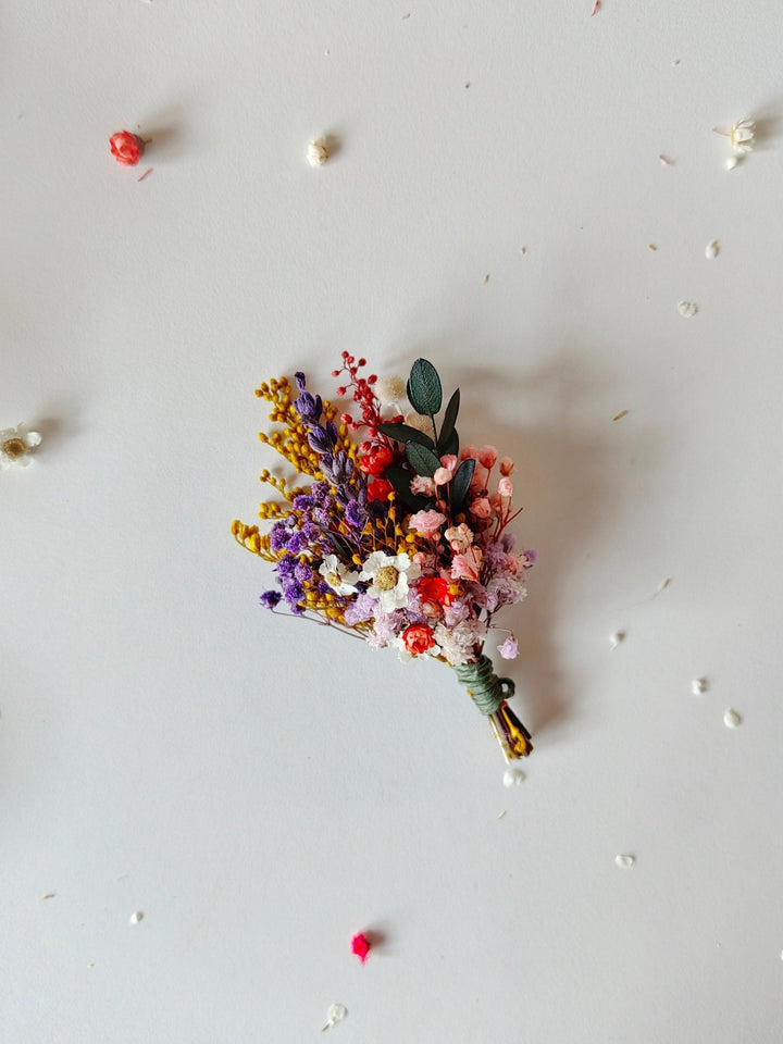 Colorful Meadow Boutonniere: Groom Accessory, Garden Wedding – handmade floral hair accessory by magaela