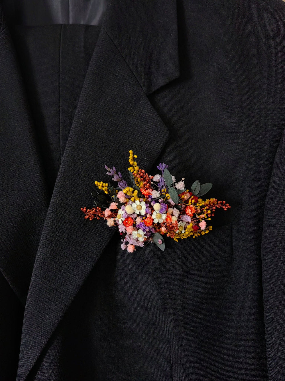 Wildflower Pocket Boutonniere: Groom Accessory, Garden Wedding – handmade floral hair accessory by magaela