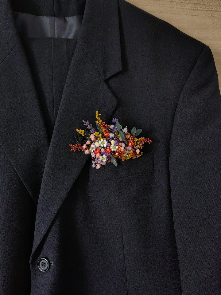 Wildflower Pocket Boutonniere: Groom Accessory, Garden Wedding – handmade floral hair accessory by magaela