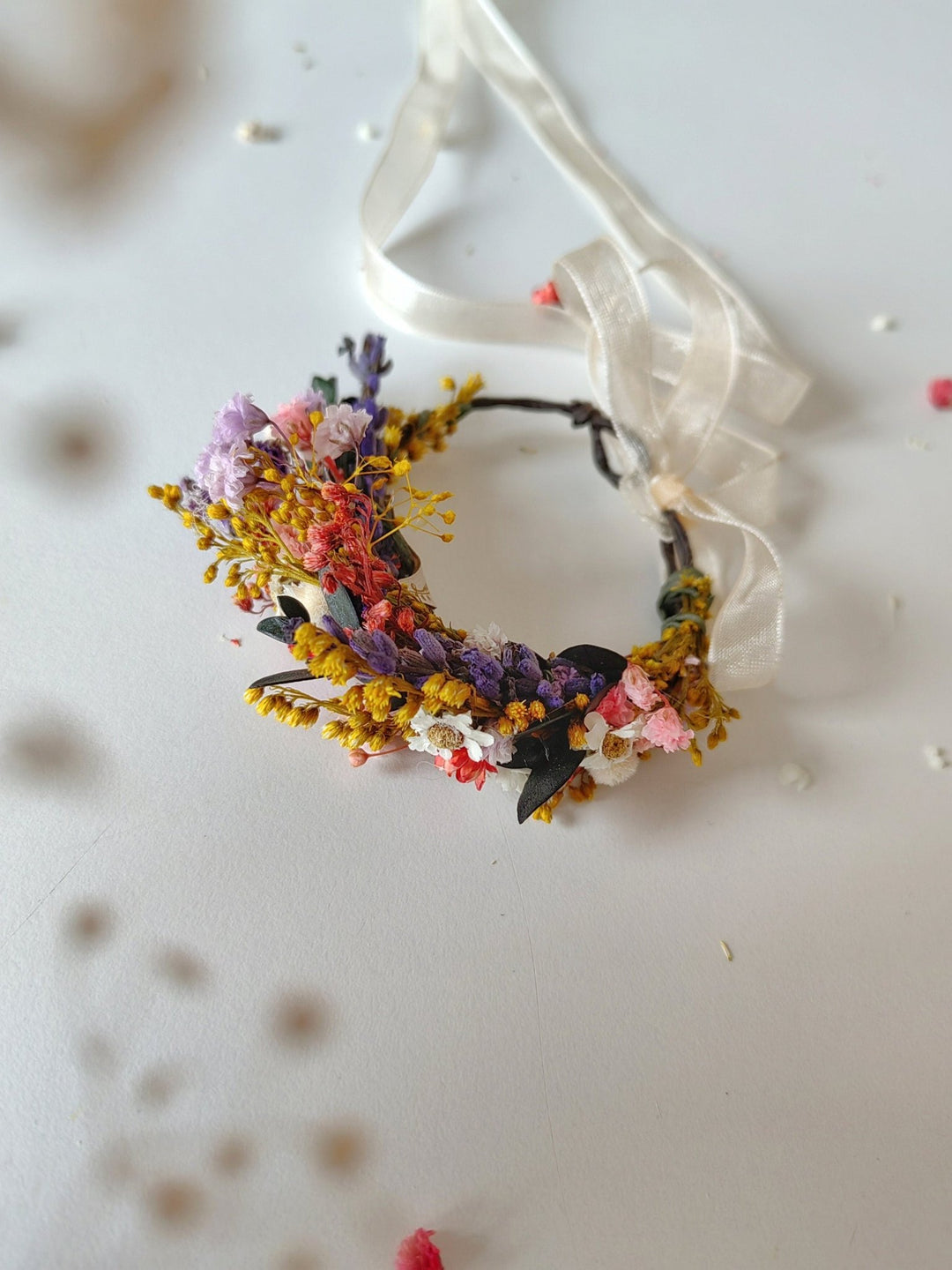 Floral Bridal Bracelet: Preserved Wildflowers, Meadow Wedding Jewelry – handmade floral hair accessory by magaela