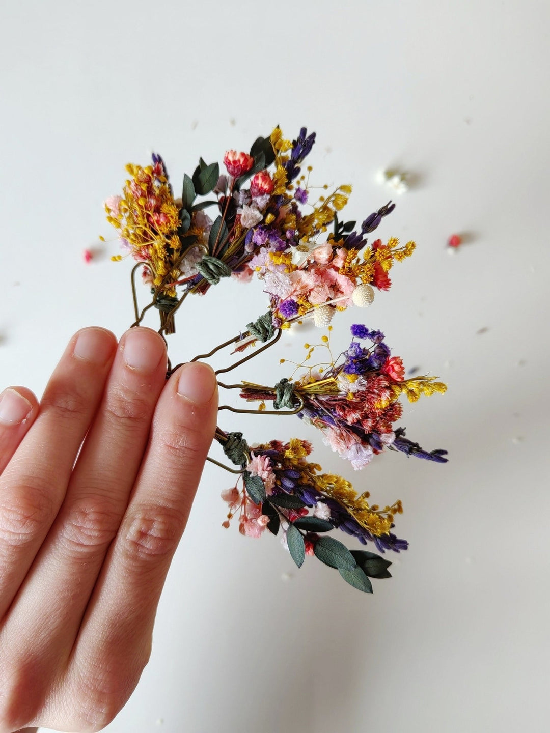 Colorful Flower Hairpins: Romantic Wedding Hair Accessory – handmade floral hair accessory by magaela