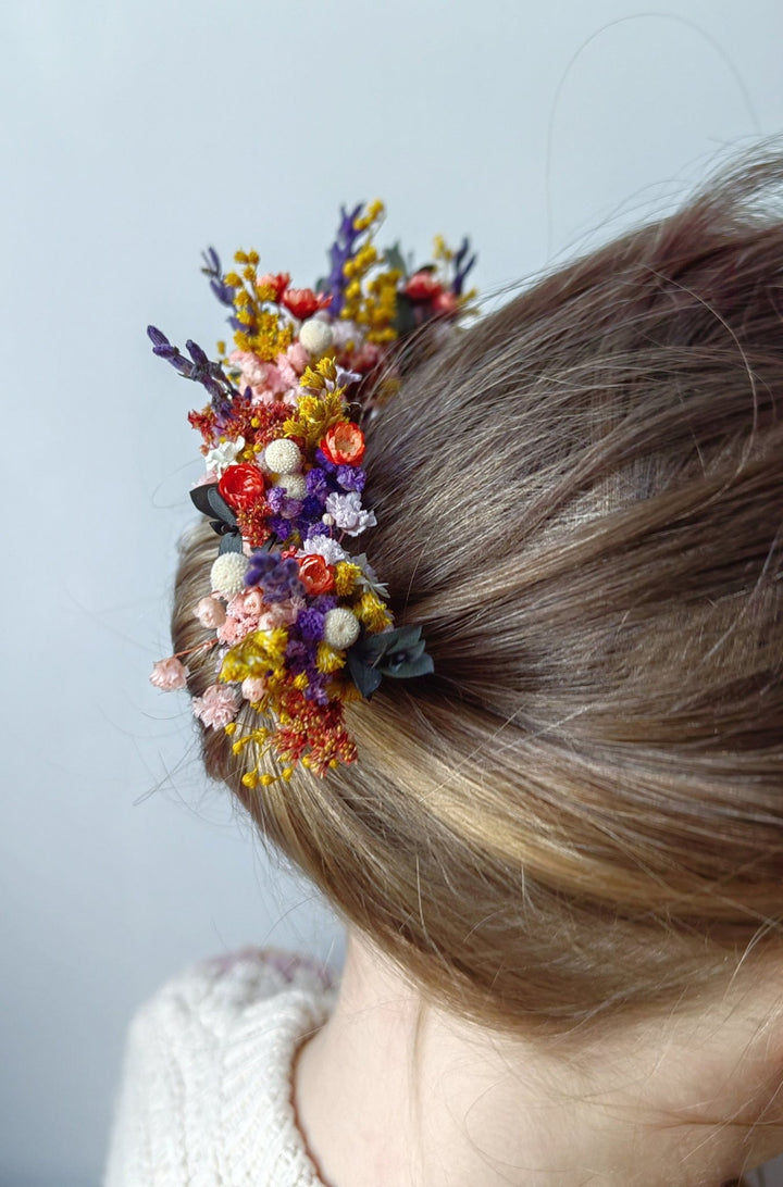 Colorful Flower Hairpins: Romantic Wedding Hair Accessory – handmade floral hair accessory by magaela