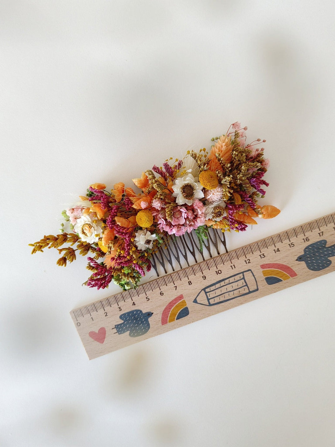 Burnt Orange Bridal Hair Comb: Preserved Flower Rustic Wedding Hair Vine – handmade floral hair accessory by magaela