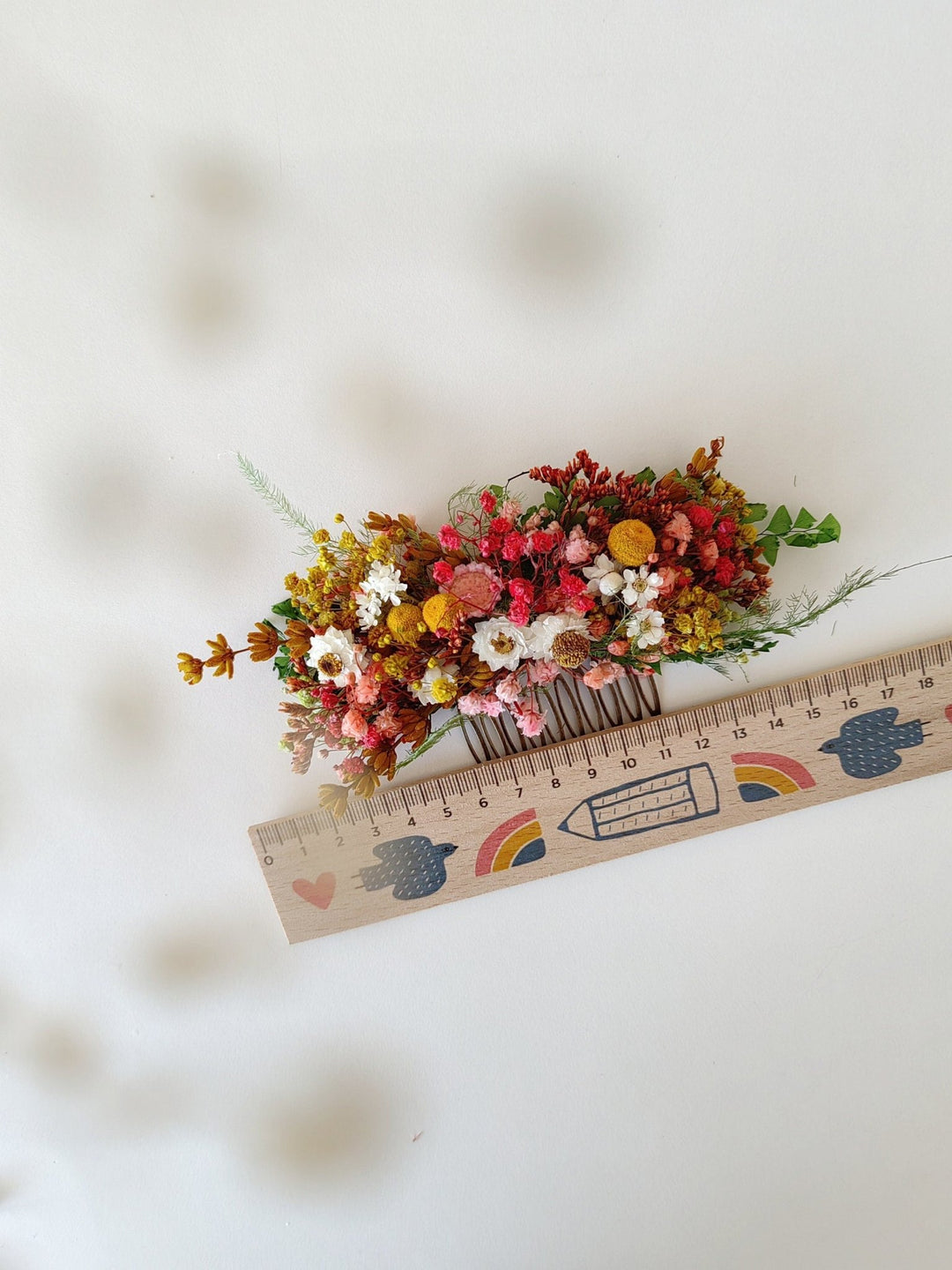 Boho Dried Flower Hair Comb: Rustic Wedding Bridal Clip – handmade floral hair accessory by magaela