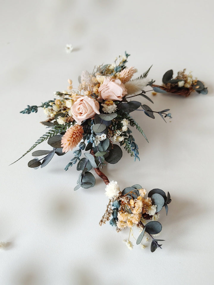 Blush Preserved Flower Hair Vine: Bridal Hair Jewelry, Rustic Wedding – handmade floral hair accessory by magaela