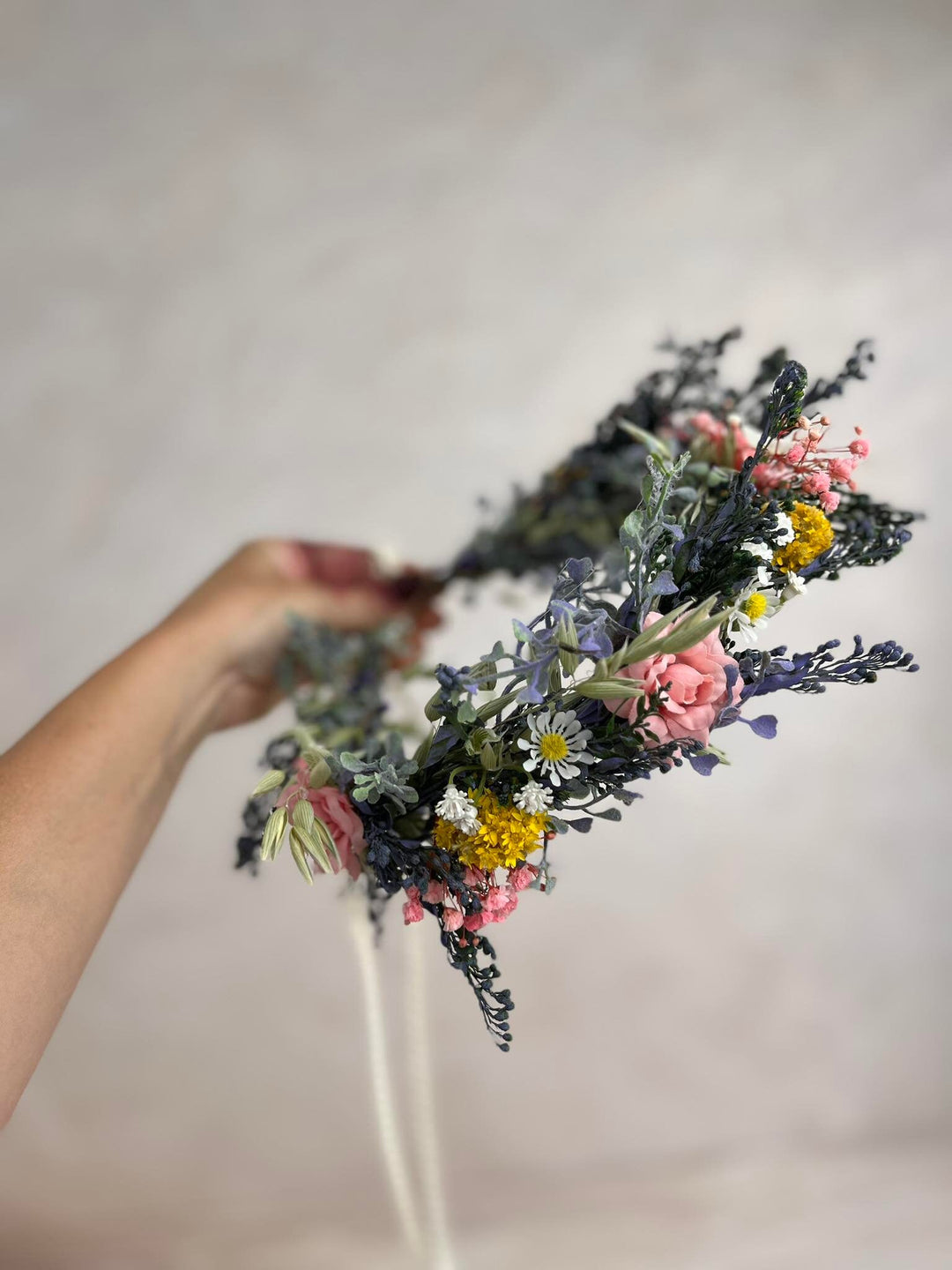 Meadowy Flower Bridal Crown: Summer Wedding Hair Wreath – handmade floral hair accessory by magaela