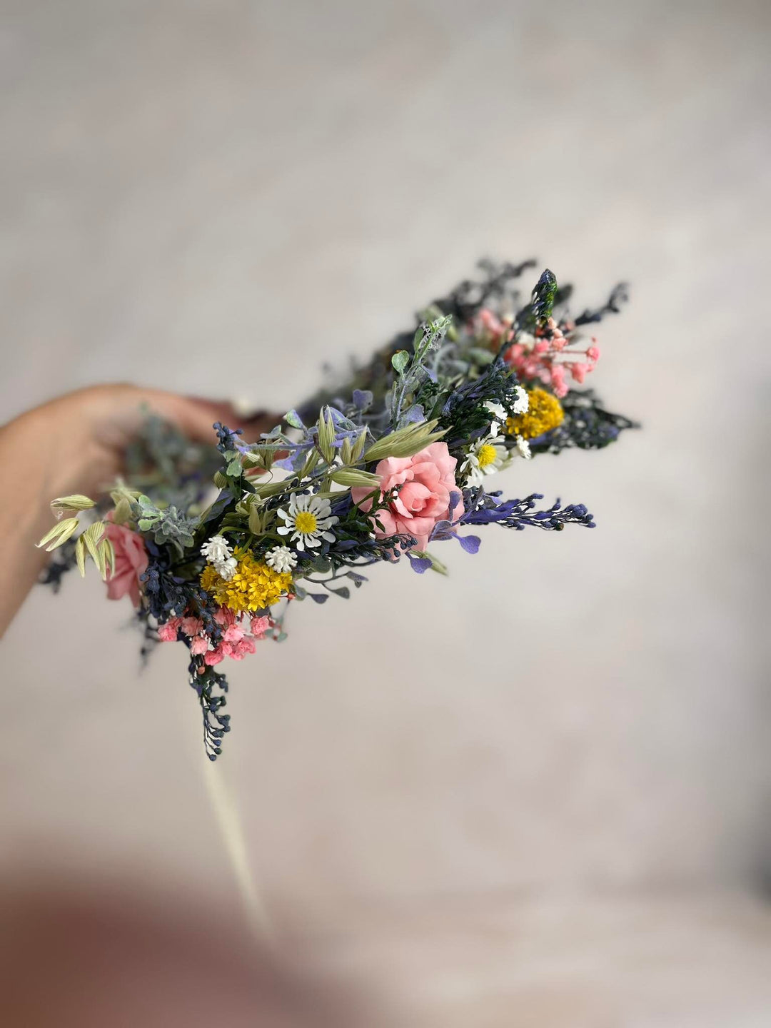 Meadowy Flower Bridal Crown: Summer Wedding Hair Wreath – handmade floral hair accessory by magaela