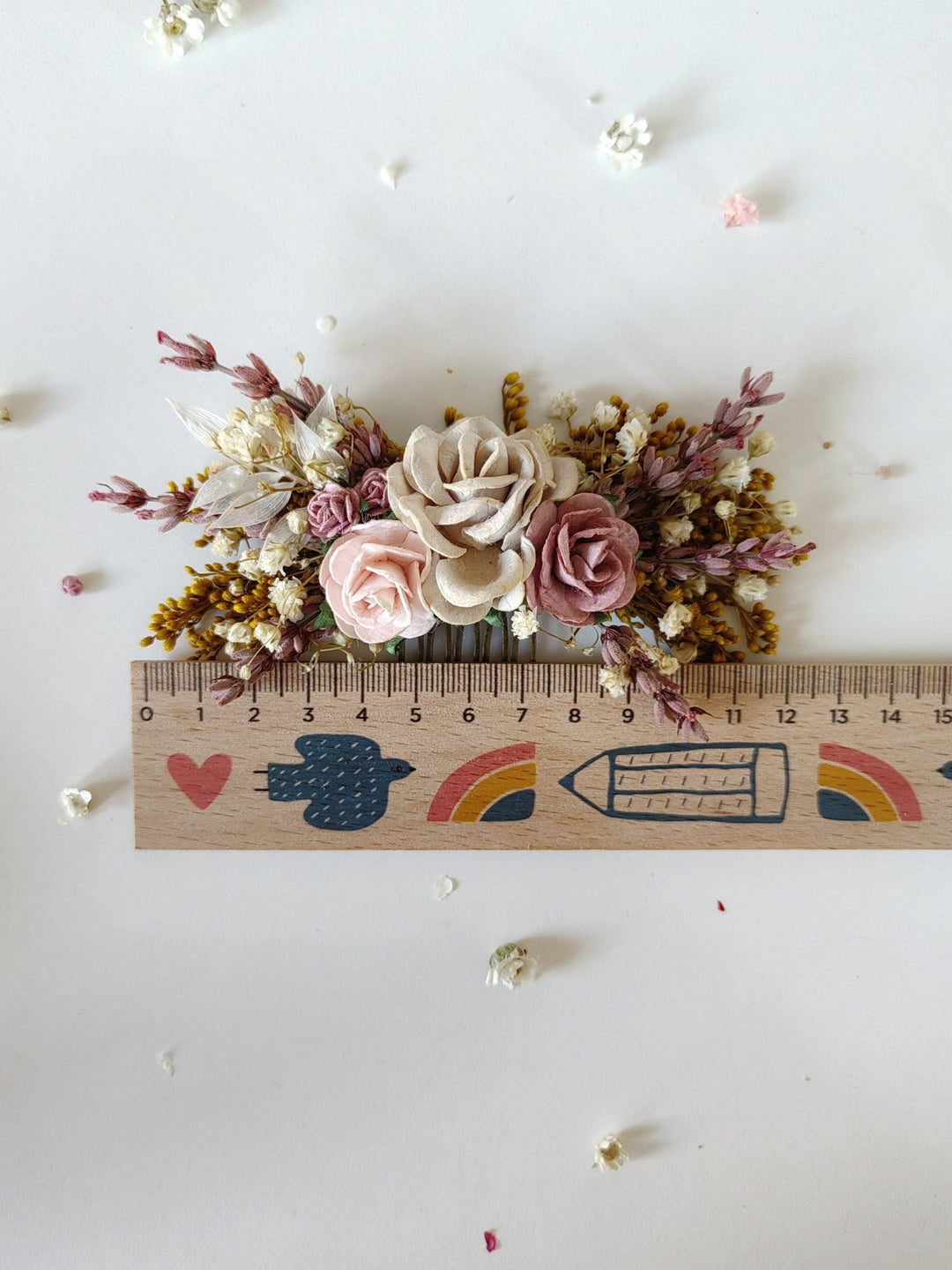 Dusty Pink Rose Hair Comb: Romantic Bridal Flower Comb – handmade floral hair accessory by magaela
