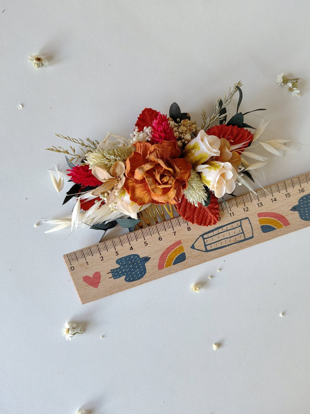 Terracotta Flower Bridal Hair Comb: Cinnamon Rose Boho Wedding – handmade floral hair accessory by magaela