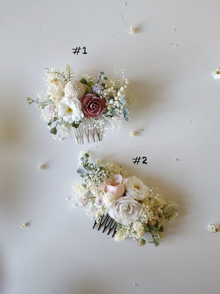 Blush Rose Flower Hair Comb: Romantic Wedding Cottagecore Accessory – handmade floral hair accessory by magaela