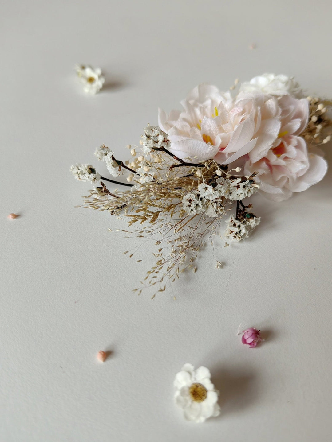 Pale Pink Flower Bridal Hair Comb: Romantic Wedding Hairstyle – handmade floral hair accessory by magaela