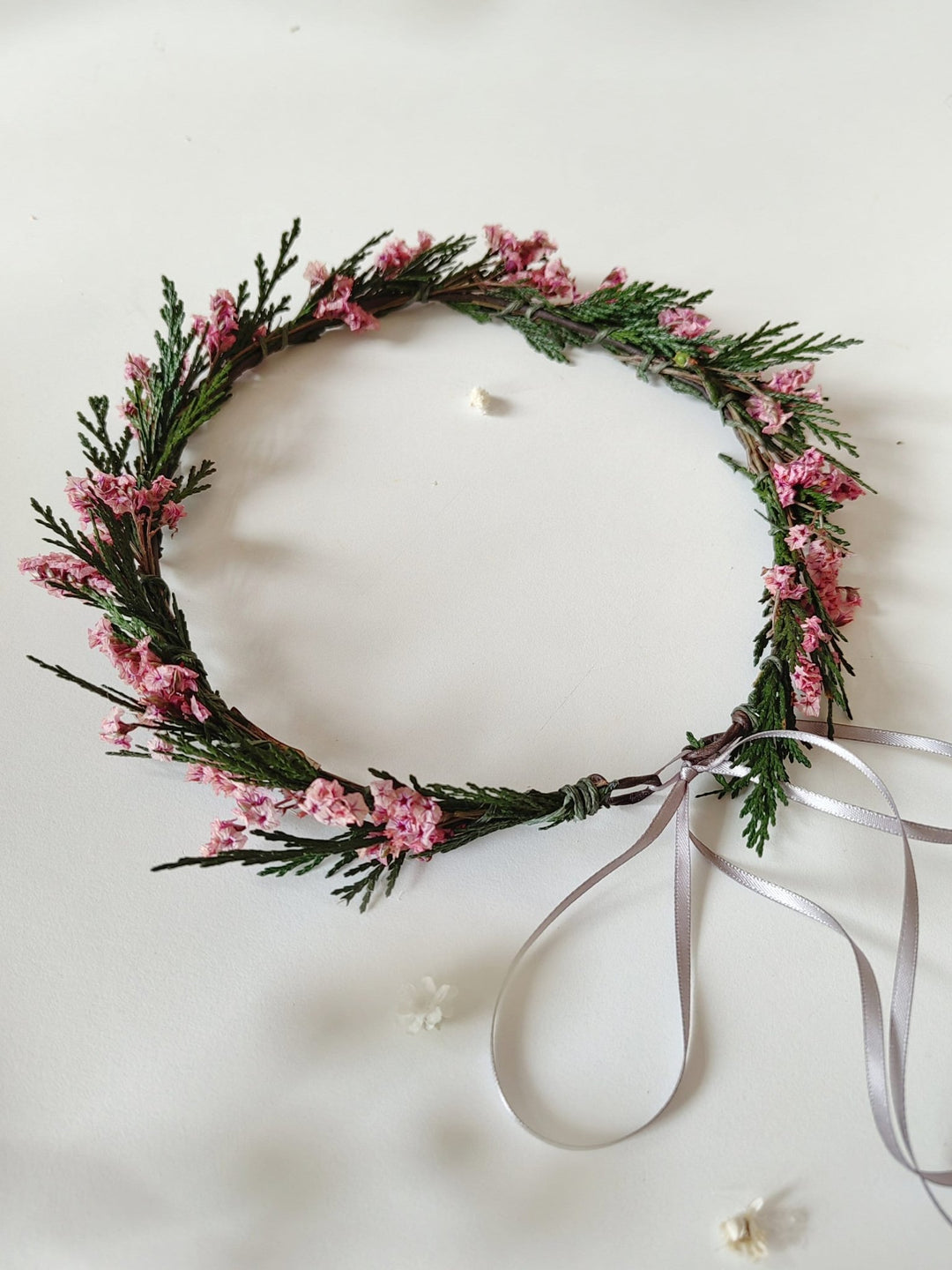 Pink Flower Bridal Hair Wreath: Woodland Wedding Crown – handmade floral hair accessory by magaela