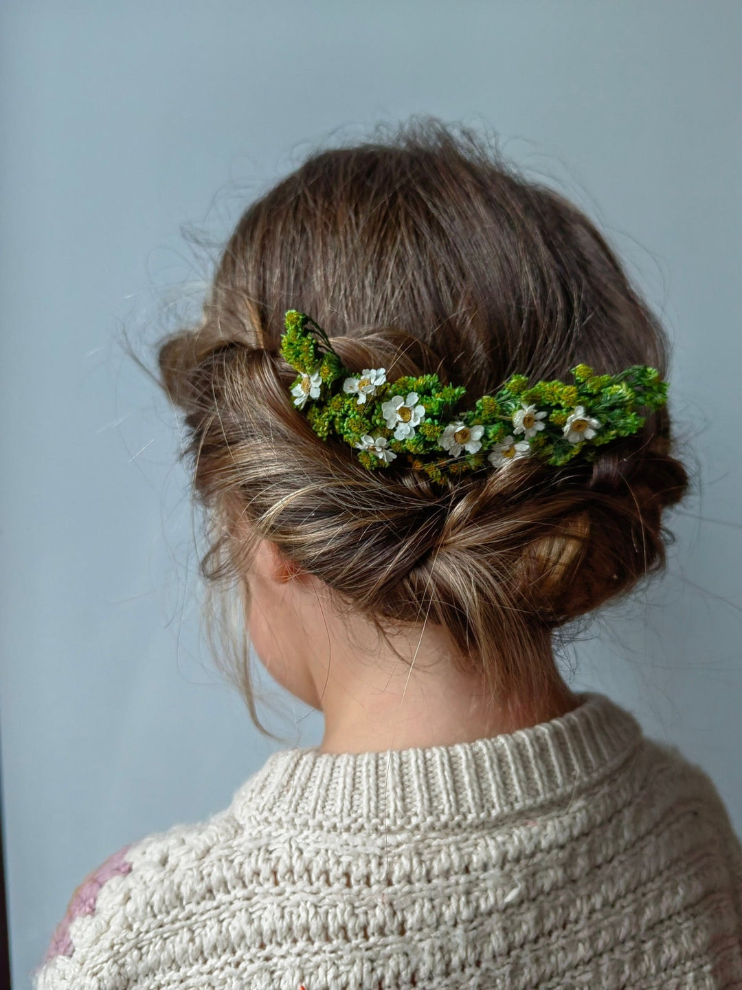 Greenery Bridal Hair Comb: Preserved Ixodia Flowers, Rustic Wedding – handmade floral hair accessory by magaela