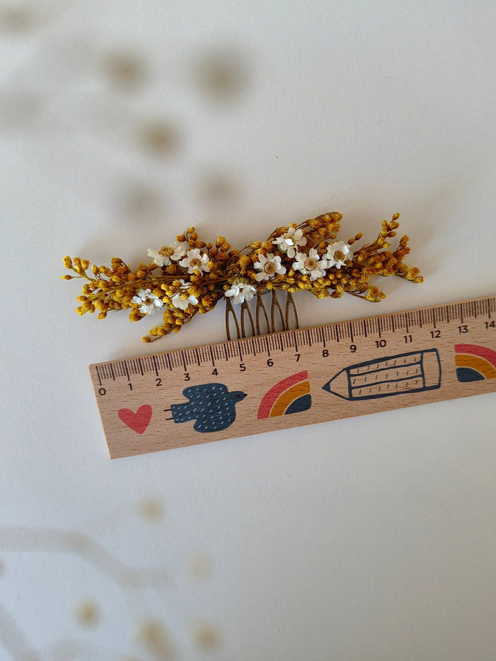 Ochre Cream Flower Hair Comb Set: Rustic Wedding Accessories – handmade floral hair accessory by magaela