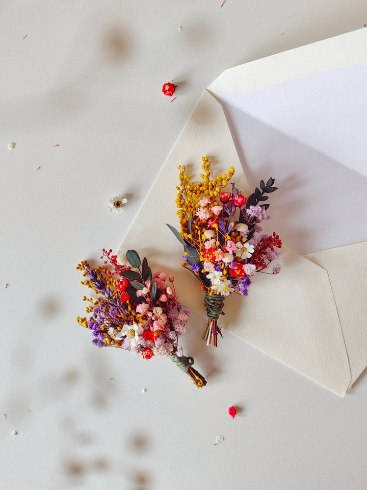 Colorful Meadow Boutonniere: Groom Accessory, Garden Wedding – handmade floral hair accessory by magaela