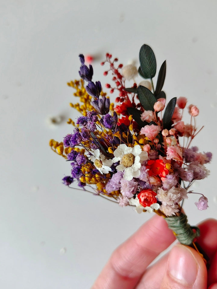 Colorful Meadow Boutonniere: Groom Accessory, Garden Wedding – handmade floral hair accessory by magaela