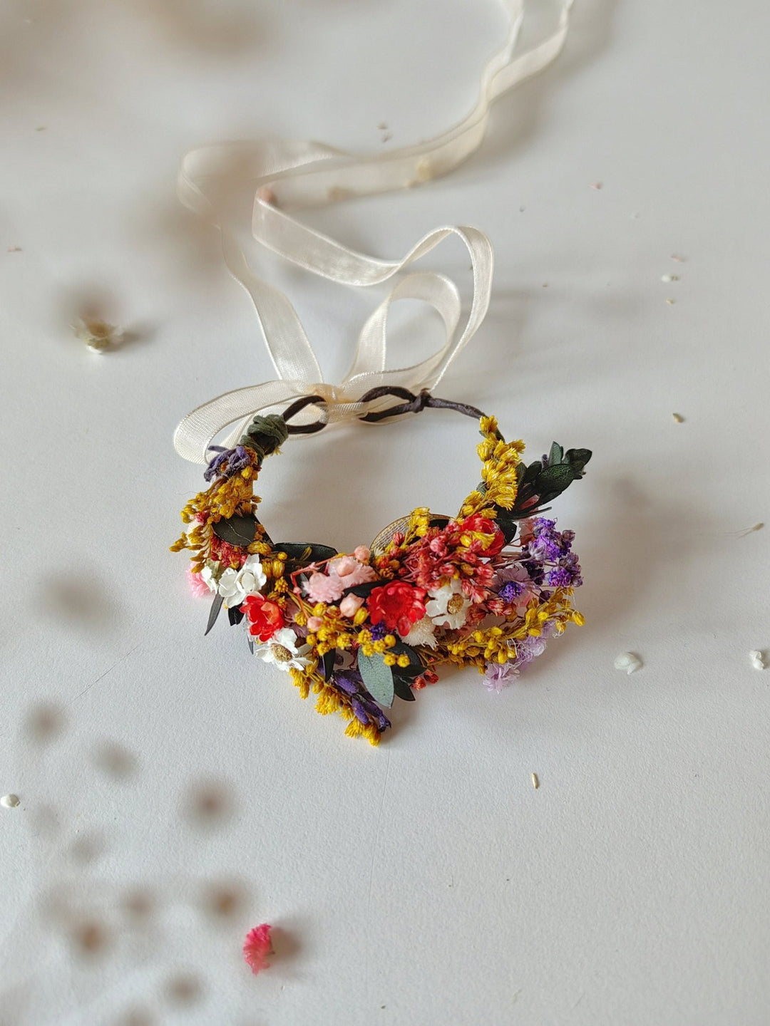 Floral Bridal Bracelet: Preserved Wildflowers, Meadow Wedding Jewelry – handmade floral hair accessory by magaela