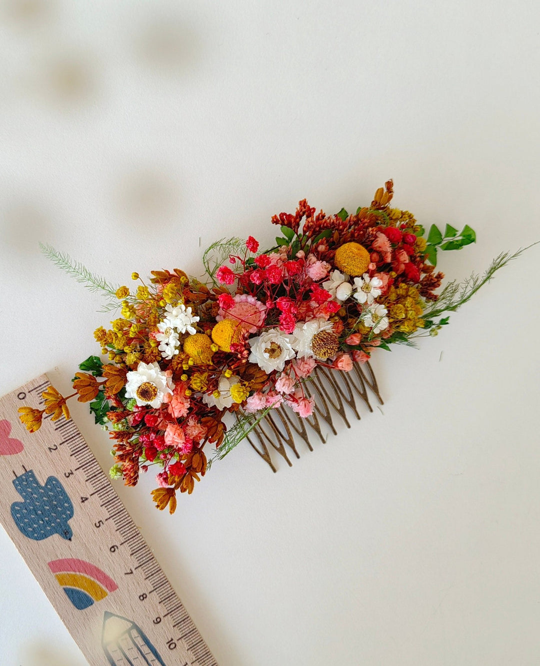 Boho Dried Flower Hair Comb: Rustic Wedding Bridal Clip – handmade floral hair accessory by magaela