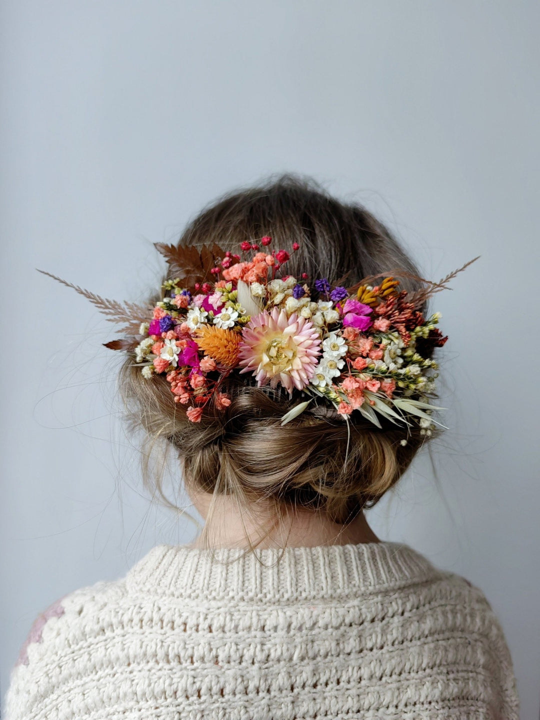 Dried Flower Hair Comb: Rustic Wedding Headpiece – handmade floral hair accessory by magaela