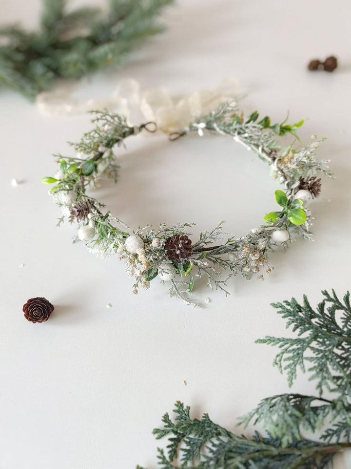 Winter Mistletoe Flower Crown: Fairy Bridal Hair Wreath – handmade floral hair accessory by magaela