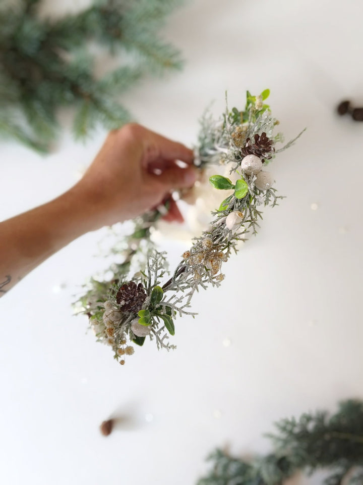 Winter Mistletoe Flower Crown: Fairy Bridal Hair Wreath – handmade floral hair accessory by magaela