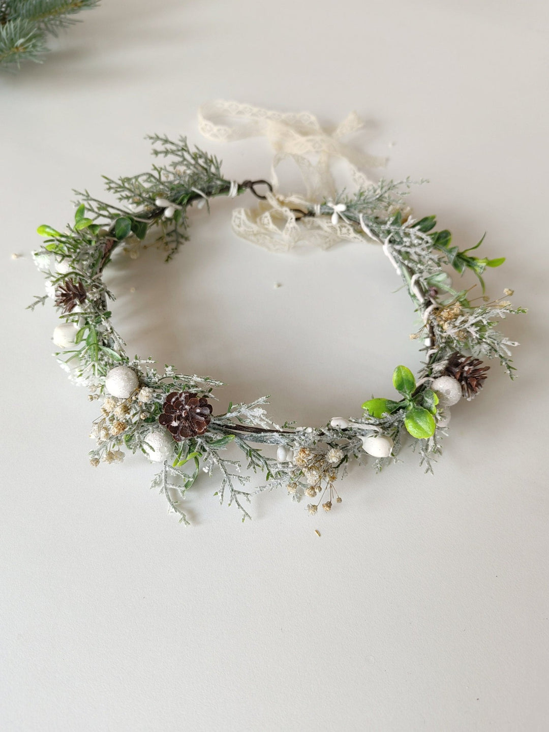 Winter Mistletoe Flower Crown: Fairy Bridal Hair Wreath – handmade floral hair accessory by magaela