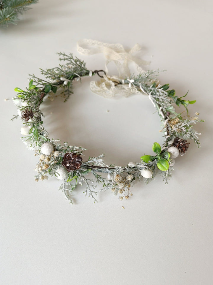 Winter Mistletoe Flower Crown: Fairy Bridal Hair Wreath – handmade floral hair accessory by magaela
