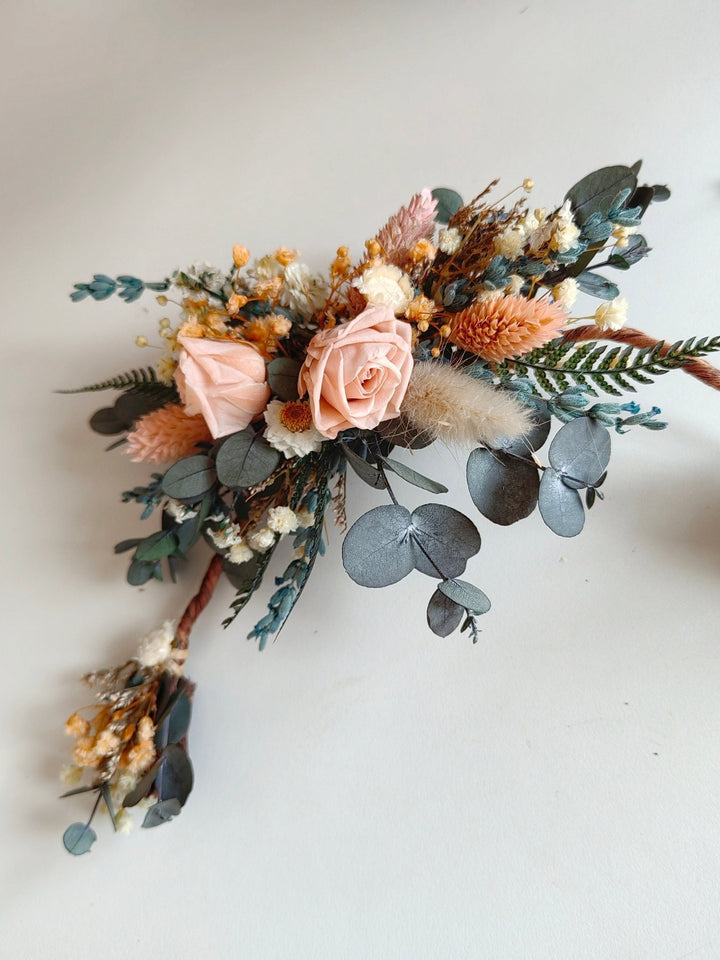 Blush Preserved Flower Hair Vine: Bridal Hair Jewelry, Rustic Wedding – handmade floral hair accessory by magaela