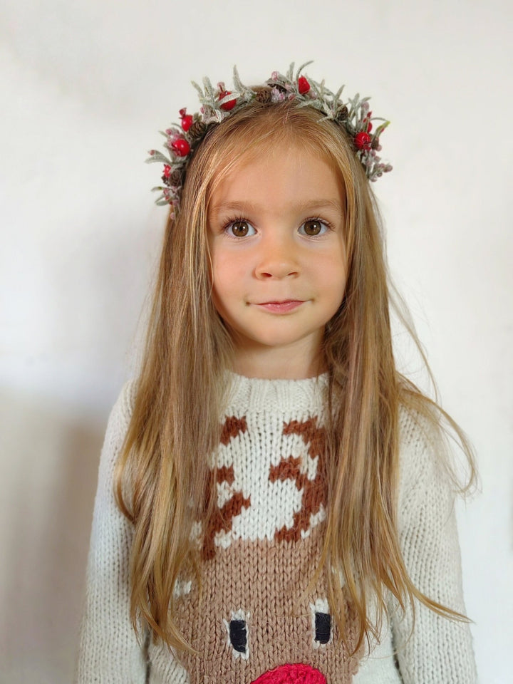 Christmas Flower Headband: Rosehips & Pine Cones Winter Crown – handmade floral hair accessory by magaela