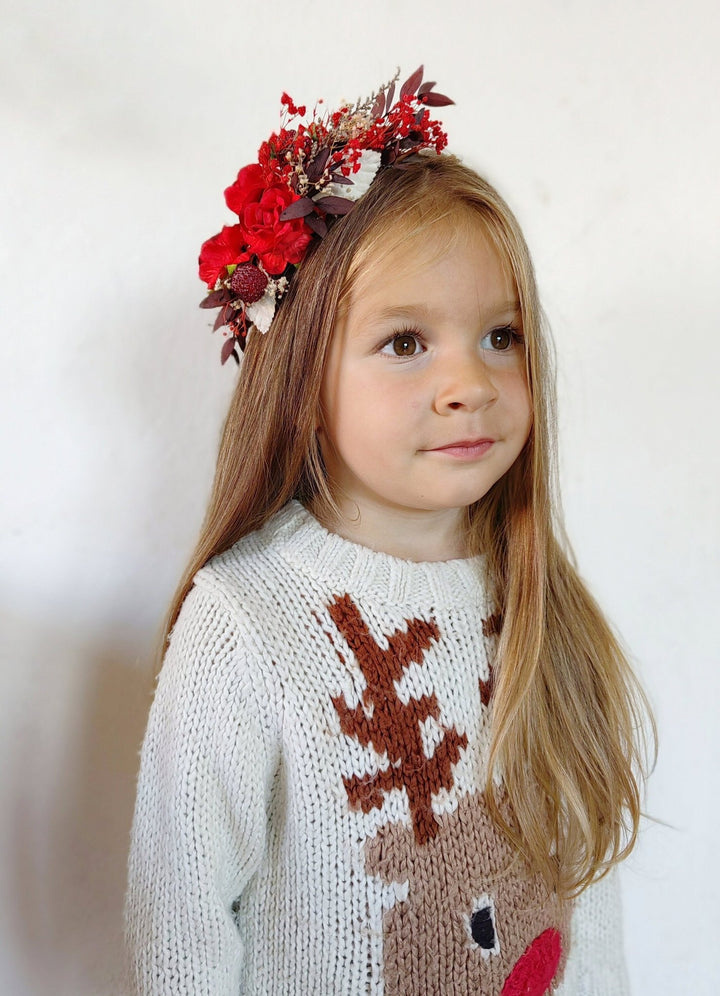 Red Flower Headband: Christmas Wedding Hair Accessory – handmade floral hair accessory by magaela