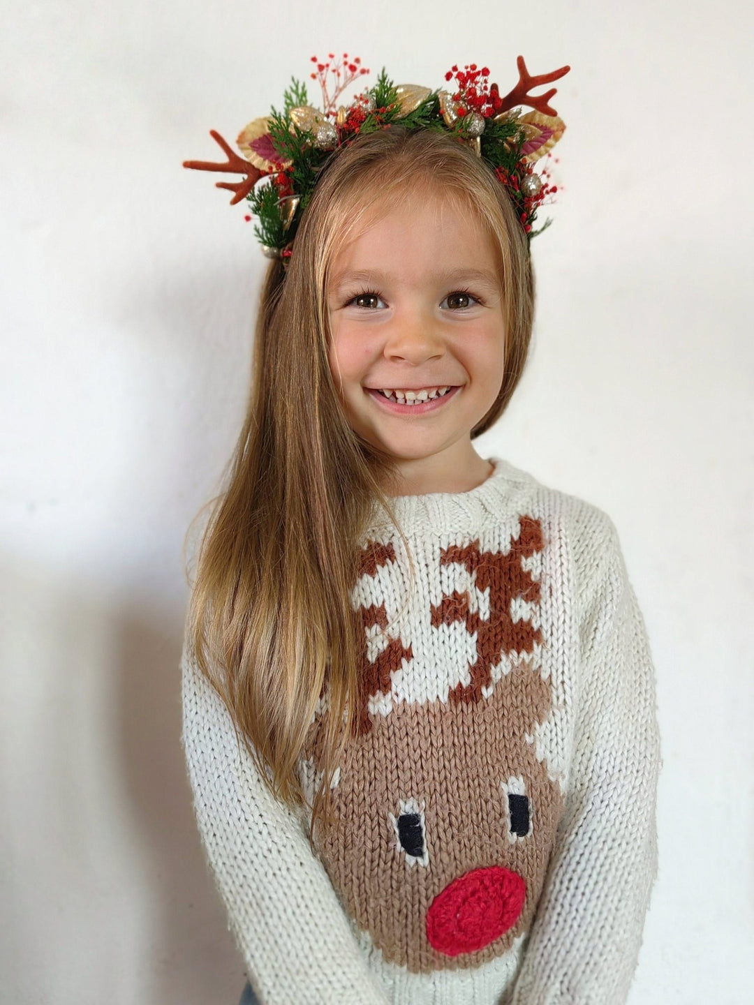 Christmas Flower Antler Headband: Xmas Party Hair Accessory – handmade floral hair accessory by magaela