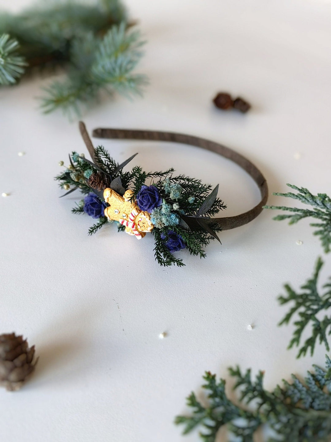 Gingerbread Christmas Headband: Winter Floral Hair Accessory – handmade floral hair accessory by magaela