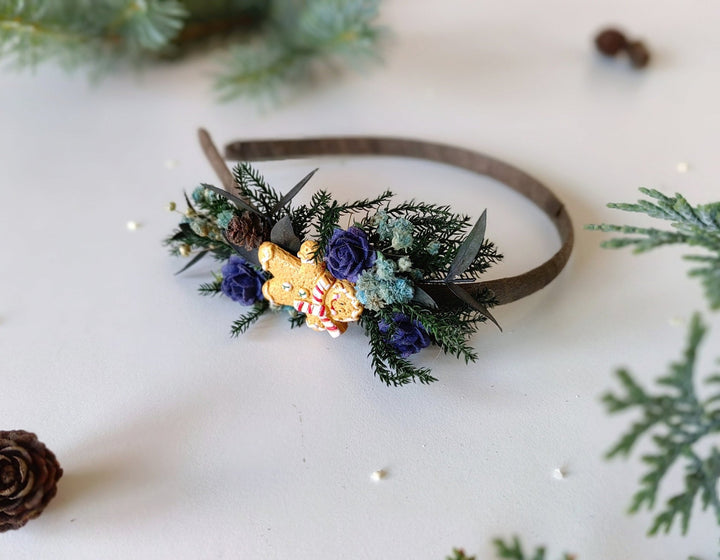 Gingerbread Christmas Headband: Winter Floral Hair Accessory – handmade floral hair accessory by magaela