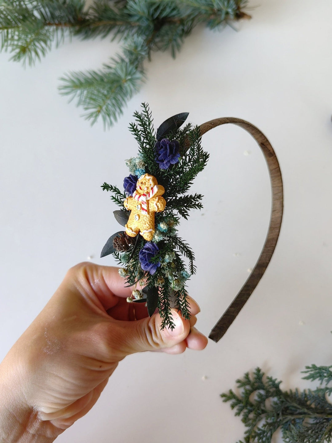 Gingerbread Christmas Headband: Winter Floral Hair Accessory – handmade floral hair accessory by magaela
