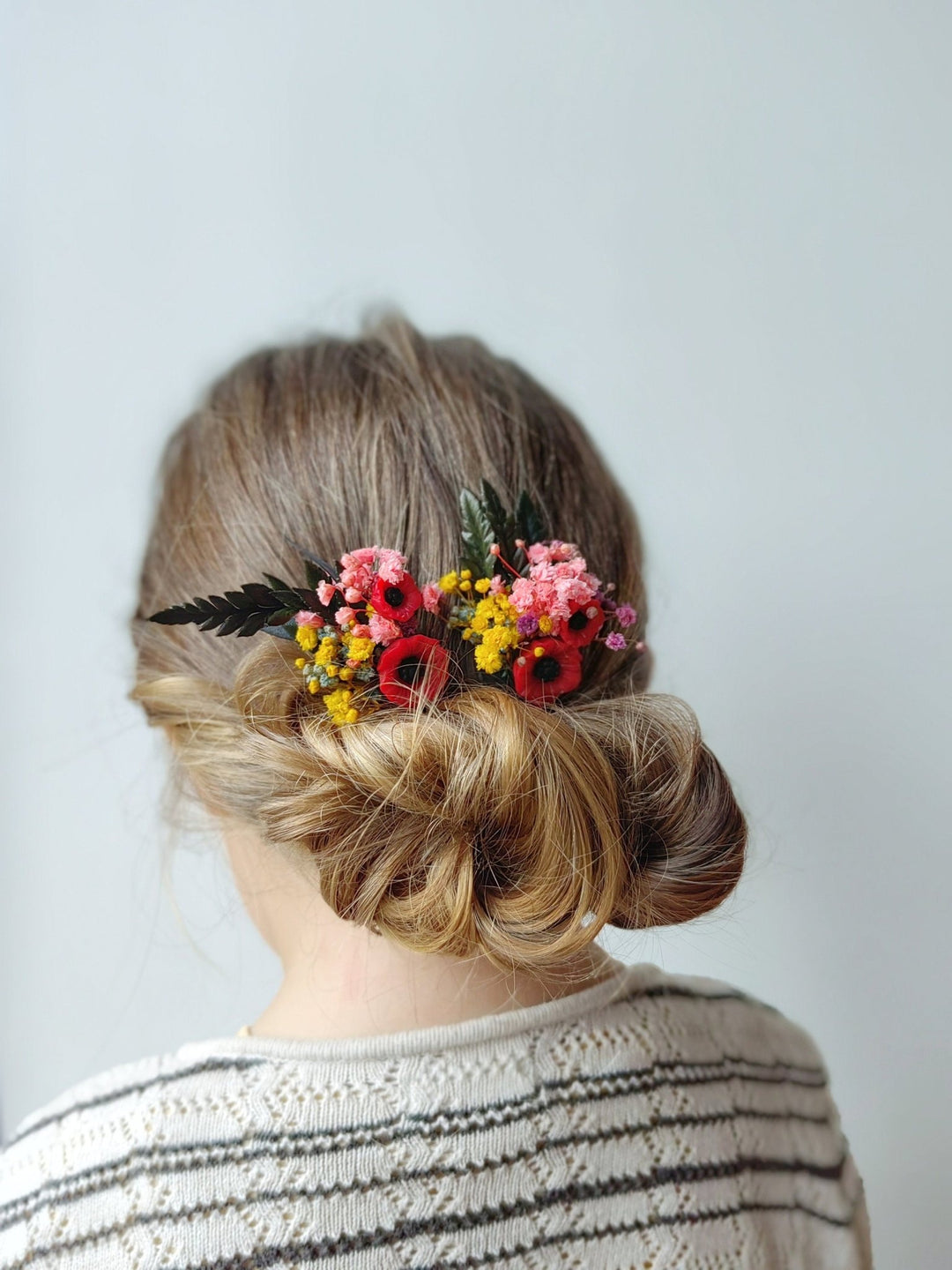 Floral Hair Pins: Folk Meadow Poppy Flower Bridal Hair Accessories – handmade floral hair accessory by magaela