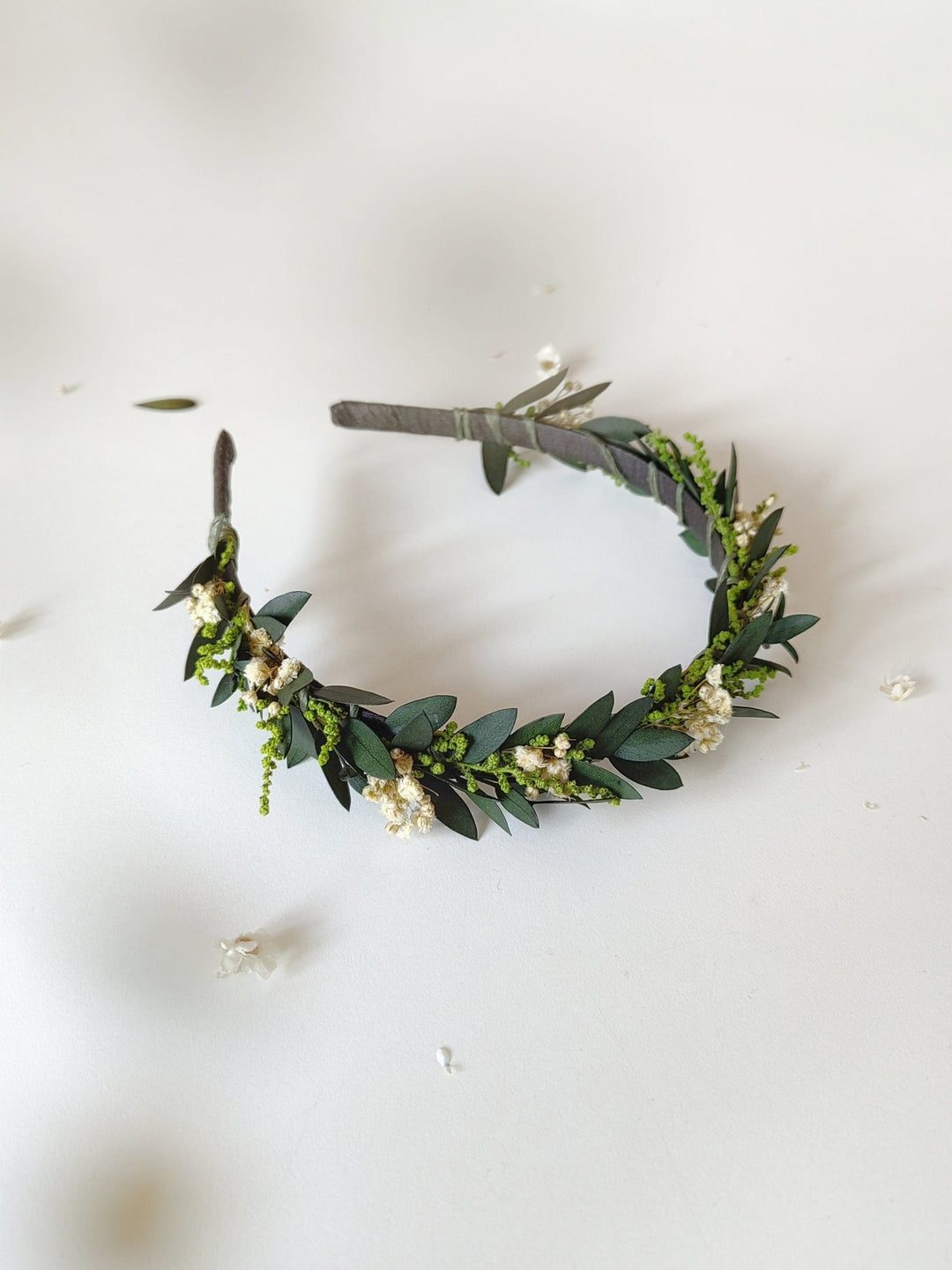 Eucalyptus Wedding Headband: Greenery Flower Crown, Baby's Breath – handmade floral hair accessory by magaela