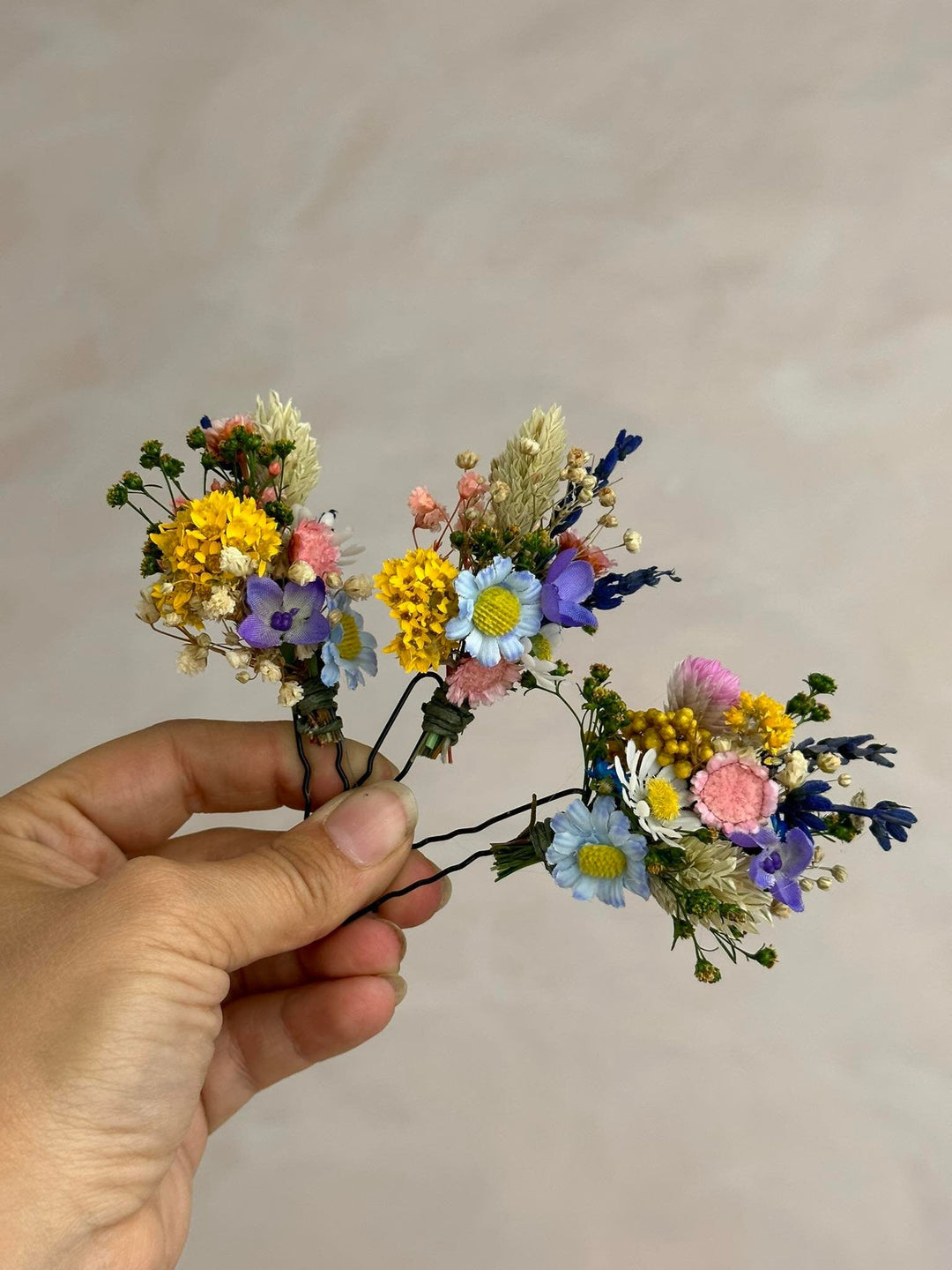 Wildflower Hairpins: Summer Wedding Bridal Hair Accessory – handmade floral hair accessory by magaela