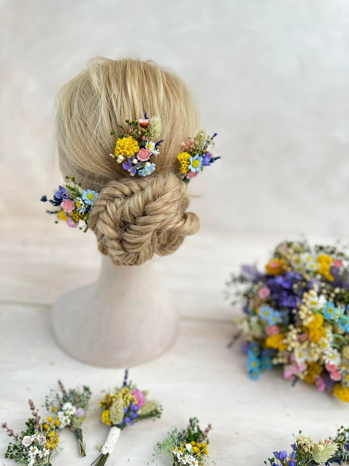 Wildflower Hairpins: Summer Wedding Bridal Hair Accessory – handmade floral hair accessory by magaela
