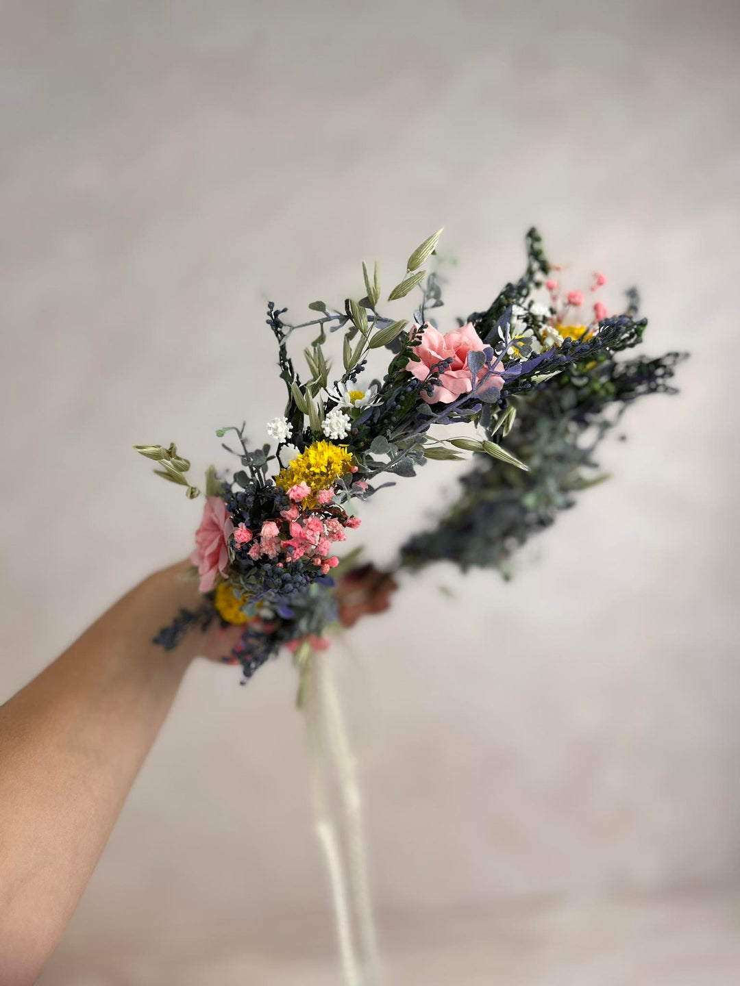 Meadowy Flower Bridal Crown: Summer Wedding Hair Wreath – handmade floral hair accessory by magaela