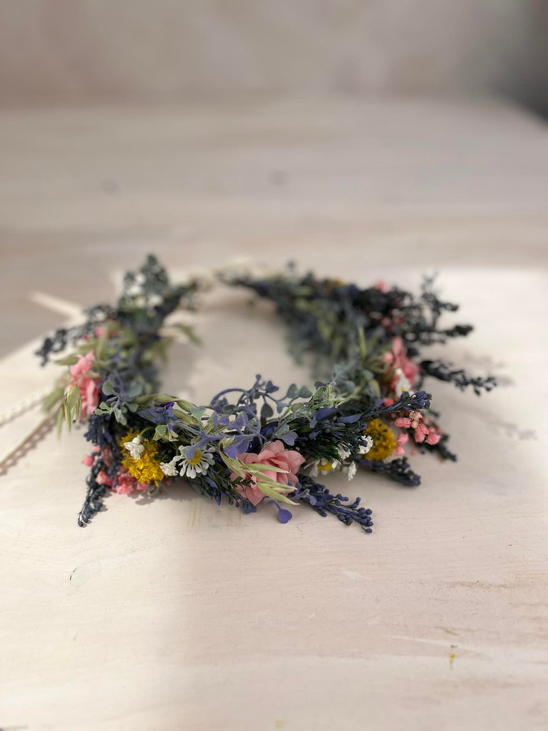 Meadowy Flower Bridal Crown: Summer Wedding Hair Wreath – handmade floral hair accessory by magaela