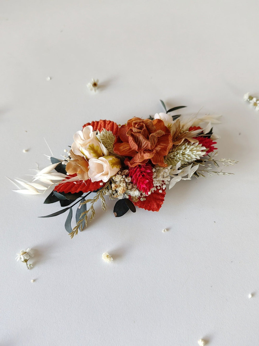 Terracotta Flower Bridal Hair Comb: Cinnamon Rose Boho Wedding – handmade floral hair accessory by magaela