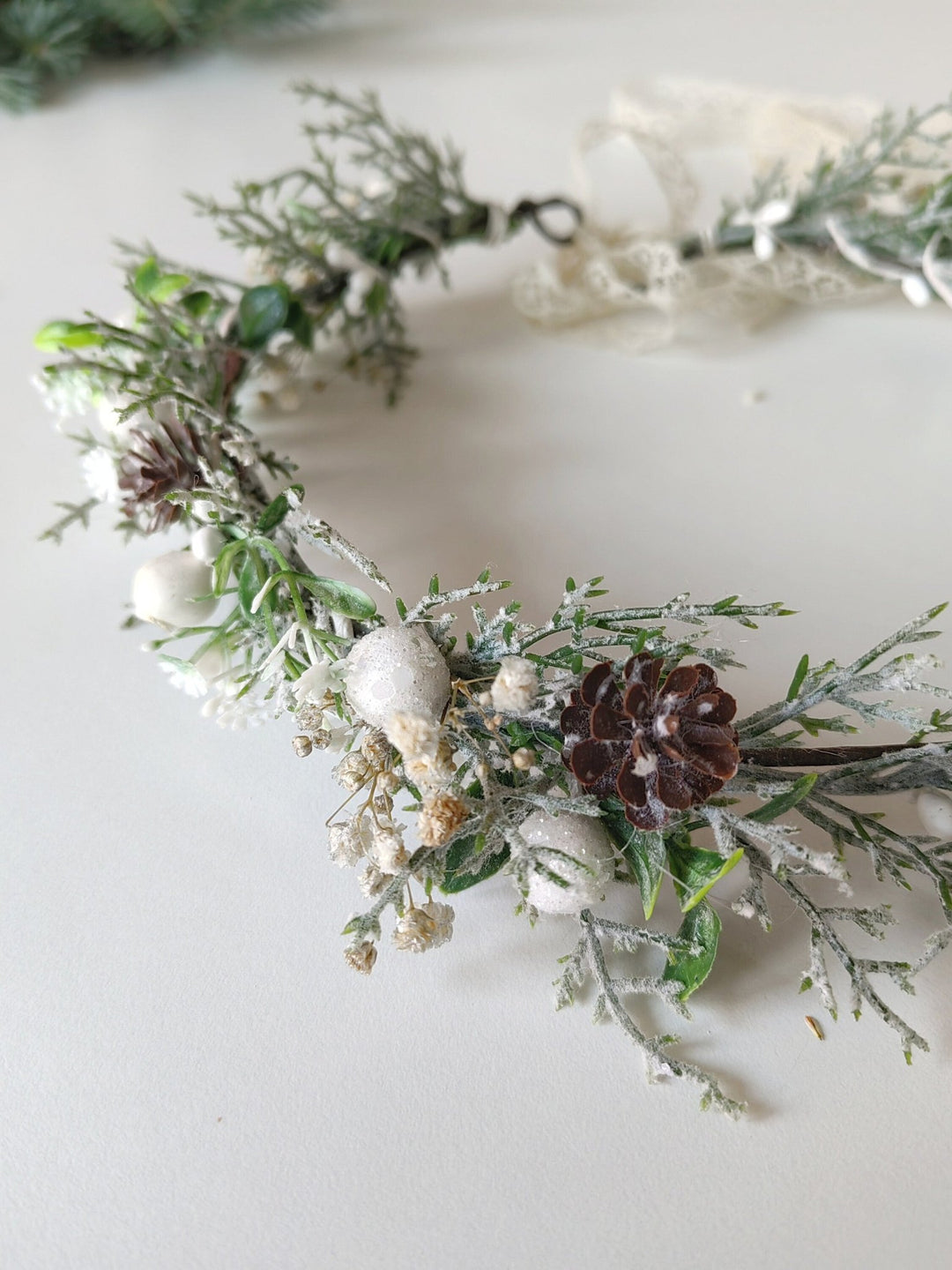 Winter Mistletoe Flower Crown: Fairy Bridal Hair Wreath – handmade floral hair accessory by magaela