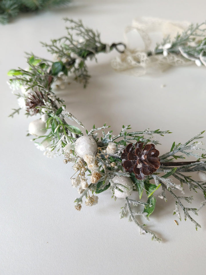 Winter Mistletoe Flower Crown: Fairy Bridal Hair Wreath – handmade floral hair accessory by magaela
