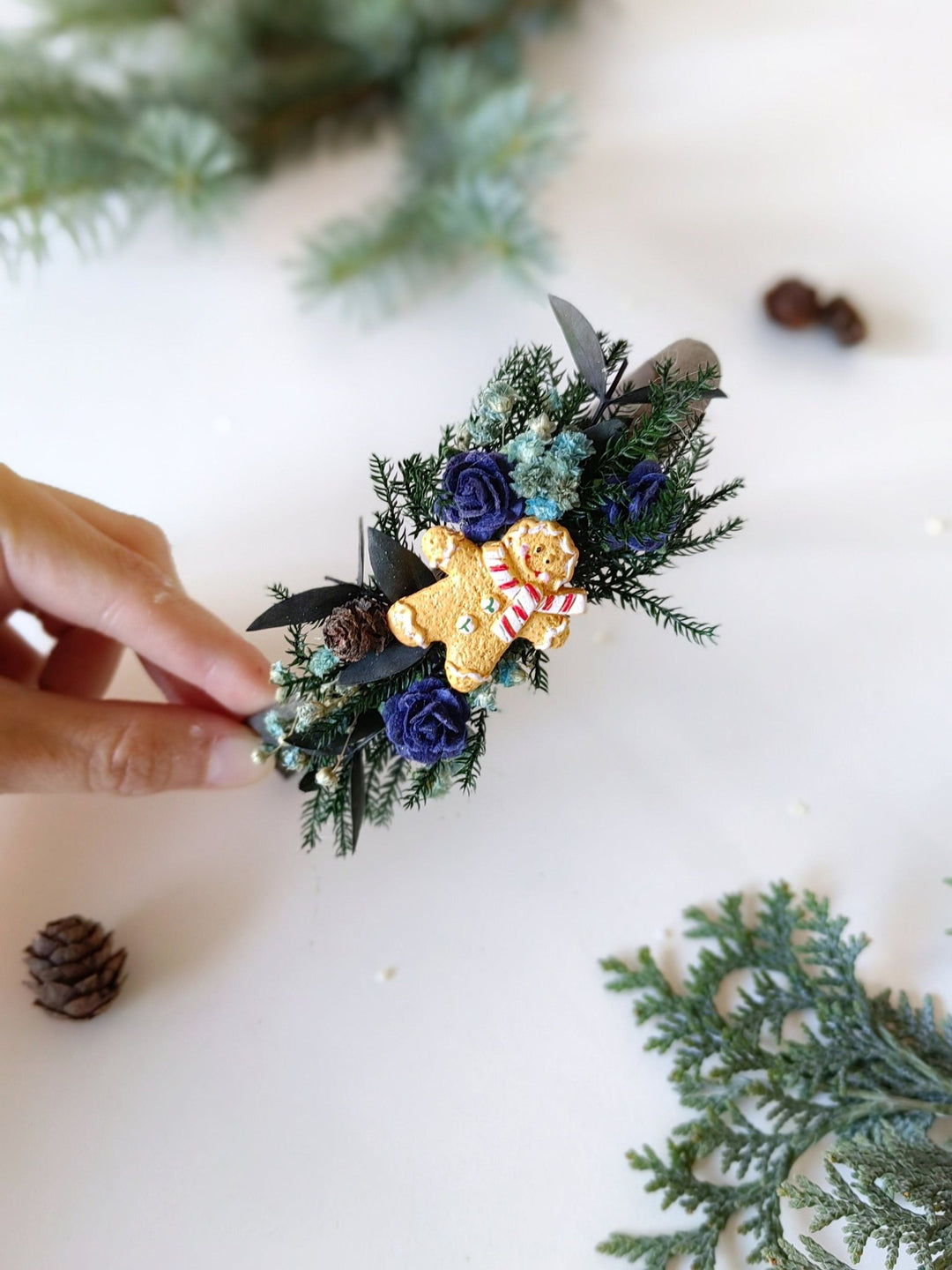 Gingerbread Christmas Headband: Winter Floral Hair Accessory – handmade floral hair accessory by magaela