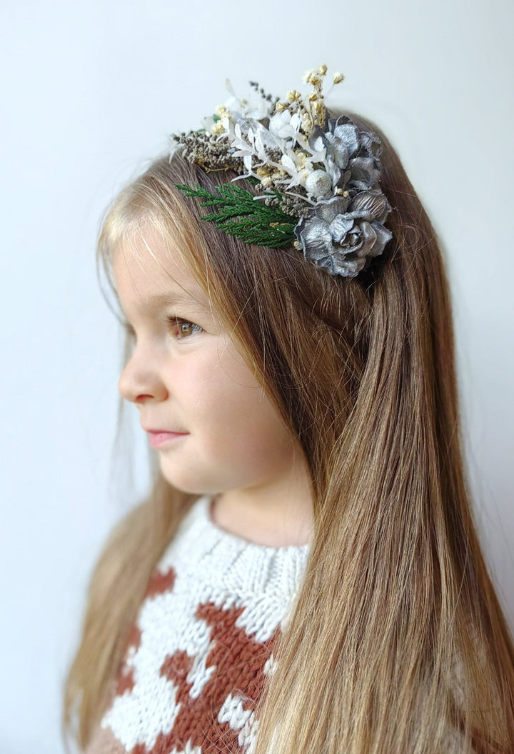 Silver Flower Bridal Headband: Winter Wedding Hair Accessory – handmade floral hair accessory by magaela