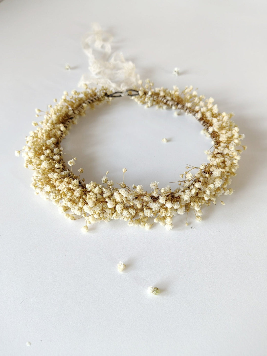 Preserved Baby's Breath Flower Crown: Natural Bridal Hair Wreath – handmade floral hair accessory by magaela